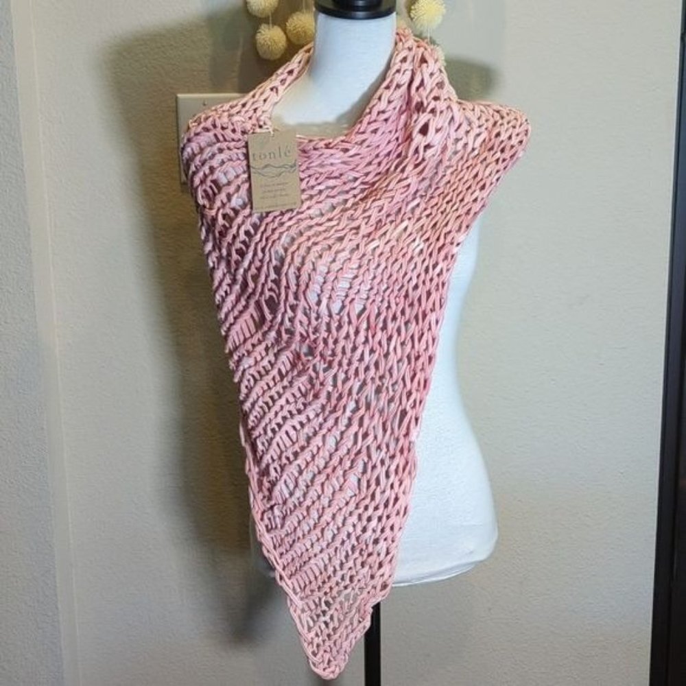 Tonle poncho hand woven Tie dye pink ombre v neck scarf wrap zero waste